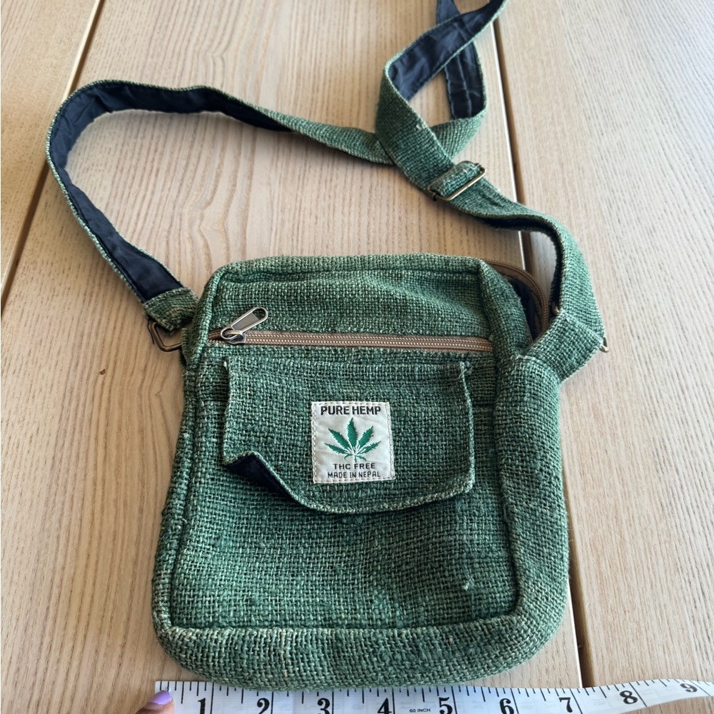 Ark imports men’s Green hemp Crossbody Bag
